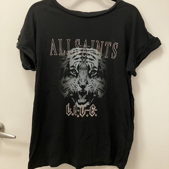AllSaints Imogen Boys Tee with Tiger Print - Picture 2 of 7